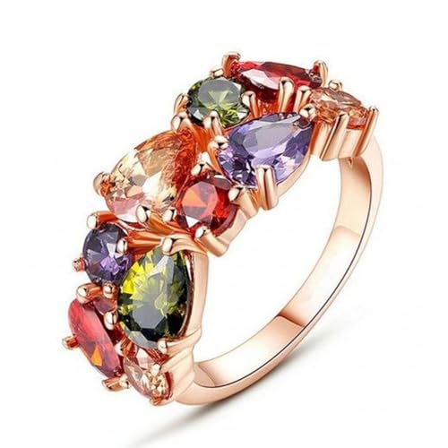 Gold Plated Multicolor Geometric Cubic Zirconia Elegant Statement Ring Personalized Accessory Ideal for Women's Daily Casual Wear Party Holiday Anniversary Love Jewelry Gift