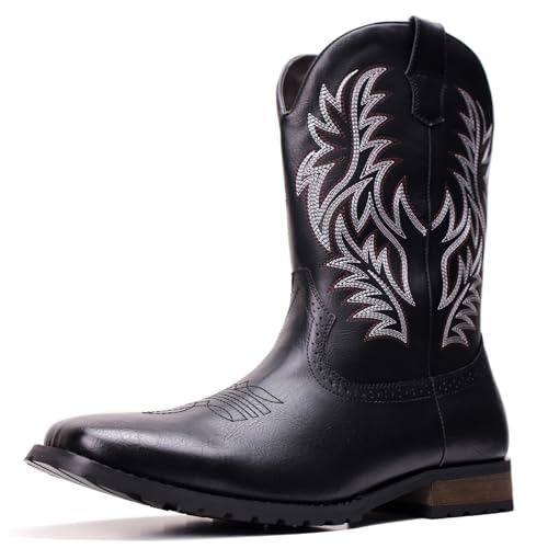 Cowboy Boots for Men Embroidery Men's Western Boots Retro Square Toe Mens Boots Botas Vaqueras Para Hombre