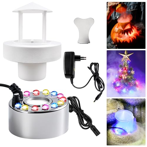PORFOYO Ultraschall Vernebler, 12 LED Ultraschall Nebelmaschine, Nebler Ultraschall Vernebler, Mist Maker Wassernebler Fogger mit Abnehmbarem Spritzschutz für Springbrunnen,Teich, Nebel, Halloween (D) PORFOYO Ultraschall Vernebler, 12 LED Ultraschall Nebelmaschine, Nebler Ultraschall Vernebler, Mist Maker Wassernebler Fogger mit Abnehmbarem Spritzschutz für Springbrunnen,Teich, Nebel, Halloween (D)
