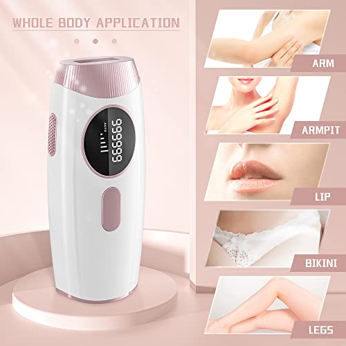 Laser Hair Removal for Women Permanent IPL Face Leg Arm Back Whole Body Hair Remover, 999,999 Flashes FDA Cleared Home Use Device(Pink) (Pink-001)