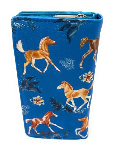 Shag Wear Horse Play Large Wallet for Women and Teen Girls Vegan Faux Leather Teal 7"2