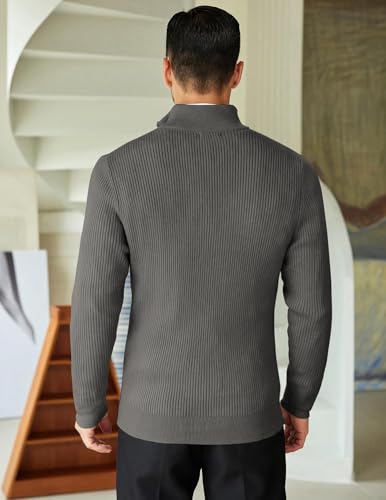Image of DENIMHOLIC Men High Neck Zipper Full Sleeve Cotton Knitted Winter Sweater for man