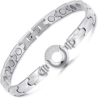 RainSo Womens Elegant Design Titanium Steel Magnetic Bracelets with Gift Box Adjustable