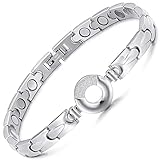 RainSo Womens Elegant Titanium Steel Health Magnetic Therapy Bracelets Pain Relief for Arthritis Adj