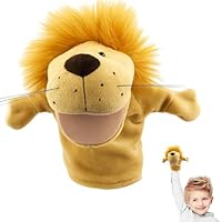 Hand Puppets for Kids, Lion Hand Puppet for Interactive Storytelling and Role Play, Soft Plush Toy for Kid Aged 2-8 Years, 25 cm Yellow Animal Puppet for Classroom and Home Use