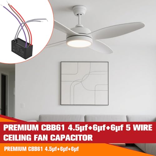 Image of Podoy CBB61 Ceiling Fan Capacitor 4.5uF+6uF+6uF 5 Wire (2 Pack)