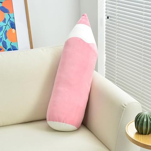 WQHSXXIA Pencil Pillow, Pencil Crayon Shaped Plush Pillow, Large Pencil Throw Pillow Cushion for Reading Room Decoration Birthday Party Teacher Gift (Pink) Cover