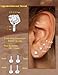 LOLIAS Silver Internally Threaded Piercing Jewelry for Cartilage Helix Tragus Nose - 18G Lip Medusa Piercing Studs - Hypoallergenic 316L Stainless Steel Flat Back Earrings Studs
