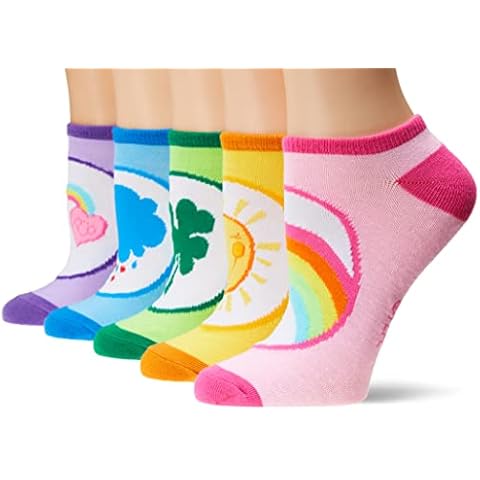 Care Bears womens Care Bears 5 Pack No Show Casual Sock, Assorted Bright, 11-Sep US Cover