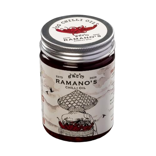 Image of RAMANO'S OG Chilli Oil 240 Gms, Infused with 5 Handpicked Chillies, Garlic & Sichuan Peppercorns, Crispy Spicy Dip for Pizza, Noodles, Drizzling for Ramen & Dumplings, Chilli Food Oil for Cooking