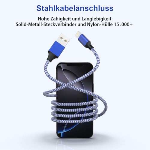 iPhone Ladekabel Apple Ladekabel MFi-Zertifiziert, Lightning Kabel [4Pack 6ft] USB i.Phone Kabel Nylon Schnellladekabel für iPhone 14 13 12 Pro/Pro Max/Mini 11, XR XS Max X, 8 7 6 6s Plus ipad 2020