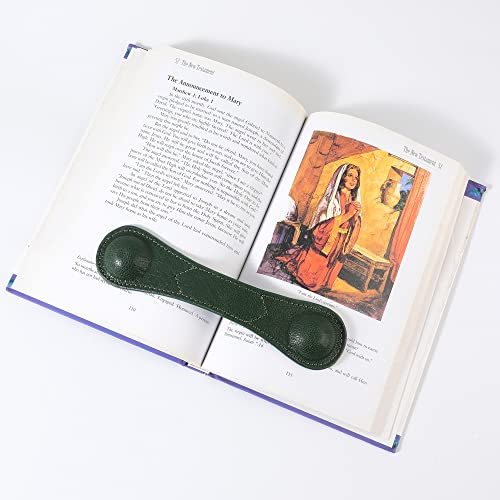 Image of KINIVA Leather Weighted Bookmarks Book Weight Page Holder for Reading,Book Open Holder for Kids Adult,Gifts for Reader (01 Green)