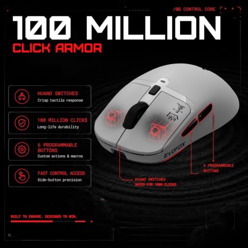 Image of EvoFox Ghost X Ultra Light Wireless Gaming Mouse, 54g, Tri-Mode (2.4GHz, Bluetooth & Wired), 8000Hz Polling Rate, 30,000 DPI Sensor, 6 Programmable Buttons, Huano Switches