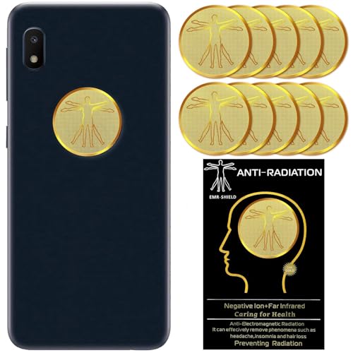 Xrten 10 Pezzi Adesivi Protettivi Anti Radiazioni,Oro 24 K,per Telefoni