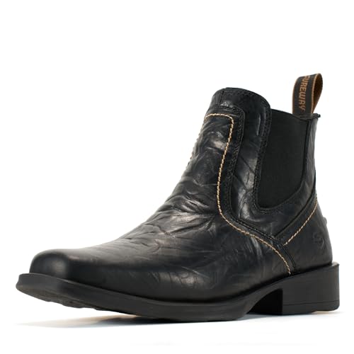 SUREWAY Mens Western Chelsea Cowboy Boots for Men Square Toe,6 Inch Slip-On Work/Casual/Dress Boots Shoes for Men, Black, 10.5