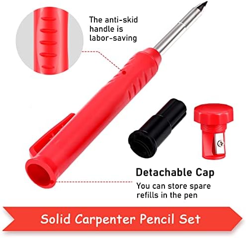 20 Pieces Solid Carpenter Pencil Set, 6 Multi-Purpose Deep Hole Marker