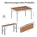Wiltec Koffertisch mit 2 Bänken Holzdesign Aluminium 90x66x70 cm Campingtisch klappbar Sitzgruppe Campingmöbel Outdoor Camping Tisch faltbar