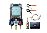 testo 550s AC Manifold Gauge Set – Manifold Gauges HVAC – Incl. 2x 115i Pipe Clamp, 1x 552i Micron Gauge, Set of 3 Hoses – Recharge Kit For AC, Refrigeration & Heat Pumps – Bluetooth