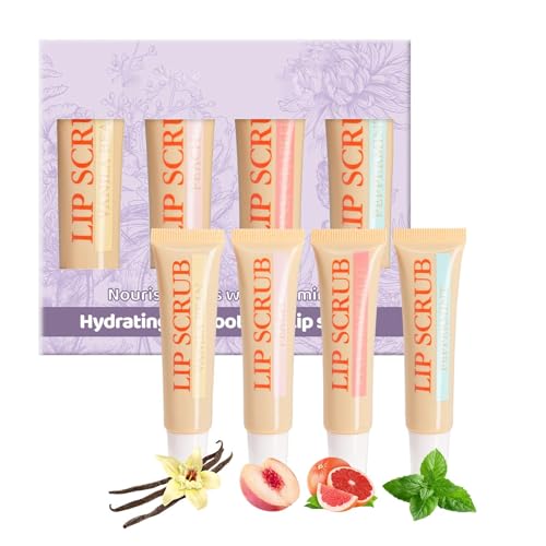 Kit Exfoliante Labial - Set Hidratante Para El Cuidado De Los Labios | Exfoliante Labios Suave Exfoliante Para Labios Suaves, Bálsamo Hidratante Para Labios agrietados, Ingredientes Naturales, Formato