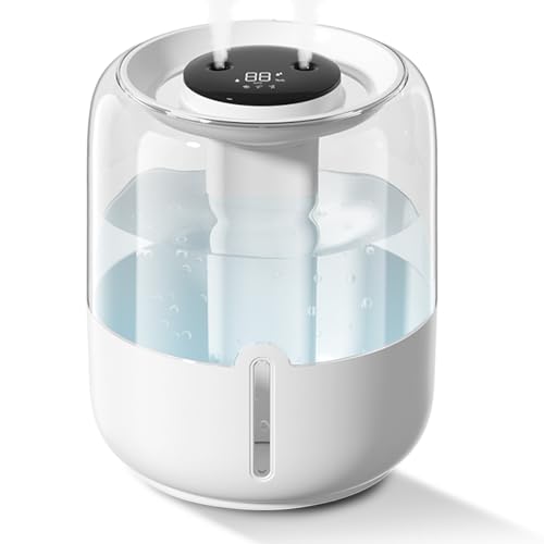 Humidifiers for Bedroom 3.8L Large Capacity Cool Mist Humidifier for Baby Home Nursery & Plants, Air Humidifiers with Humidity and Gear Display, Ultra-Quiet Diffuser, Auto Shut-Off, Night Light