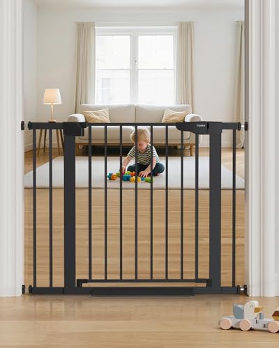 Cumbor 29.7-40.6" Baby Gate for Stairs, Mom's Choice Awards Winner-Dog Gate for Doorways, Pressure Mounted Auto-Close Pet Gates for Dogs Indoor, Safety Child Gate with Easy Walk Thru Door, Black