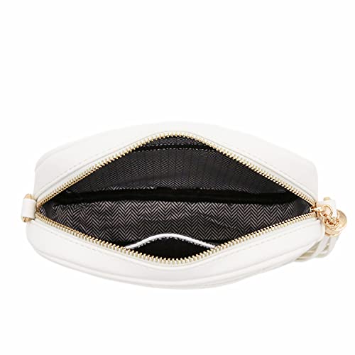 Image of FashionPuzzle Chevron Quilted Crossbody Camera Bag with Chain Strap and Tassel