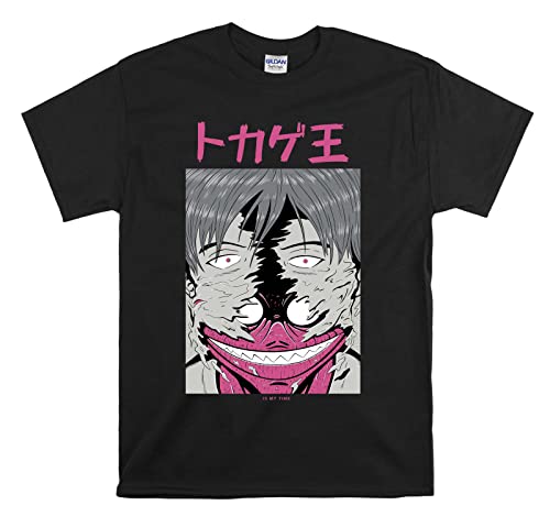 T-shirt motif tête d'horreur japonaise unisexe en coton noir taille S