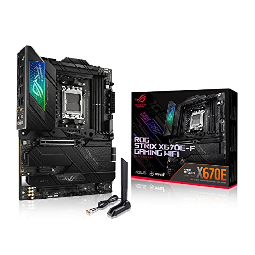 ASUS ROG Strix X670E-F Gaming WIFI6E Socket AM5 (LGA 1718) Ryzen 7000 Gaming Motherboard(PCIe 5.0, DDR5,16 + 2 Power Stages,Four M.2 Slots with heatsinks,USB 3.2 Gen 2x2,AI Cooling II, and Aura Sync) by Asus - Used condition - CA$293.81