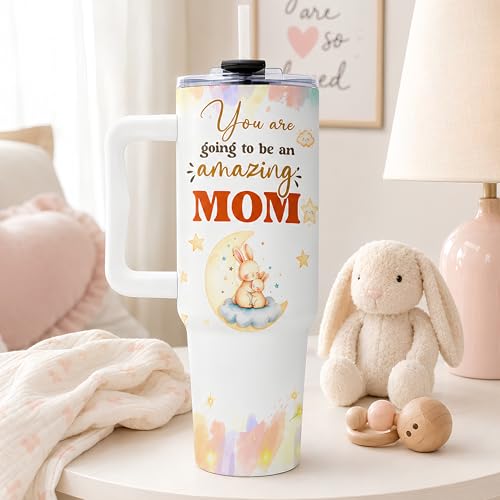 TSIMPLE Gifts for New Mom, Push Presents for New Mom Tumbler 40oz with Handle and Straw, Birthday Gifts for Expecting Moms, Mommy To Be, Pregnancy Moms, 1st Time Mommy