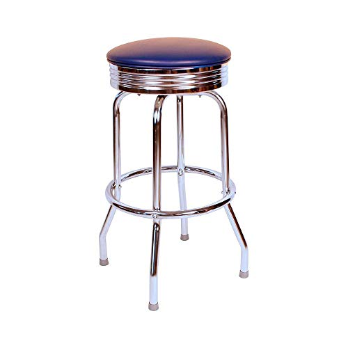 Richardson Seating Retro Chrome Swivel bar Stool with Seat Metal, 24