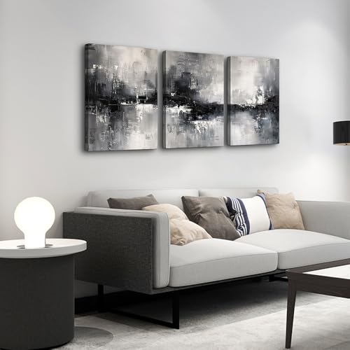 DZRWUBHS Canvas Wall Decor for Bedroom Black And White Wall Painting Wall Art for Living Room Inspirational Abstract Wall Pictures Artwork Modern Office Minimalist Home Decor Ready to Hang Set of 3