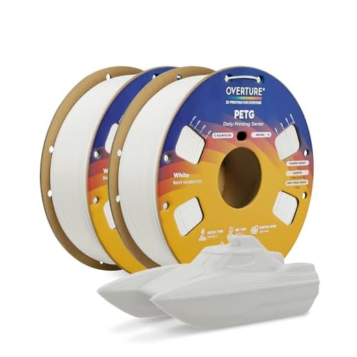 OVERTURE 2KG Bundle PETG 3D Printer Filament 1.75mm, Neatly Wound Durable PETG 2 Pack 1kg(2.2lbs), Strong Toughness Filament, Dimensional Accuracy +/- 0.02mm, Fit Most FDM Printers (White (2-Pack))