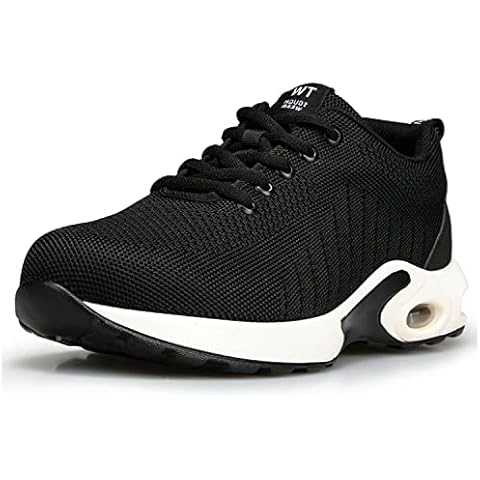 Mens New Lightweight Steel Toe Cap Safety AIR Absorbing Trainers Boot Shoes UK 7-11 (Black/White 9191, Numeric_9) Cover