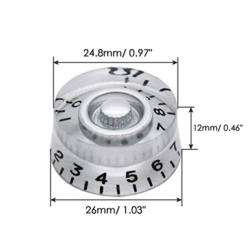 Mxuteuk 4Pcs Silver Electric Guitar Knobs Bass Top Hat Knobs Speed Volume Tone Amp Effect Pedal Control Knobs Silver With Black Word Knob-S6 #TOP3