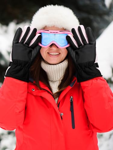 Bencailor 6 Pairs Mens Winter Snow Gloves Women Warm Waterproof Ski Mittens Adjustable for Adult Cold Weather(Light Purple, Blue Green, Light Pink, Rose Red, Red, Black,S) by Bencailor - Image 6