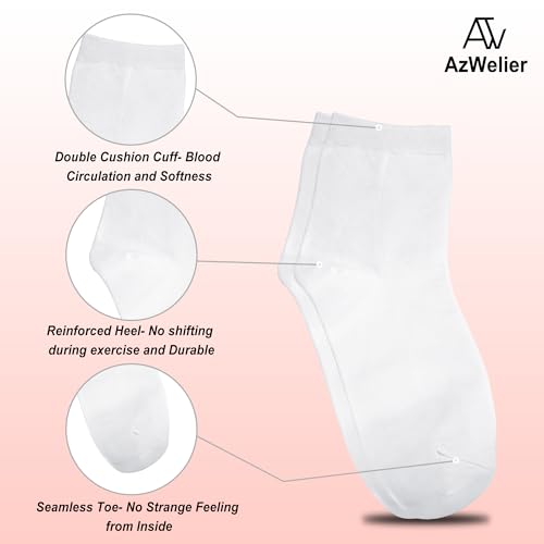 Image of Azwelier Unisex Colorful Quarter Ankle Athletic Socks Breathable Cotton Blend Crew Style 4 Pairs Pack