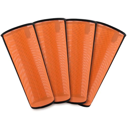 Image of Premium Ventilated Horse Fly Boots & Fly Leggings Set of 4 - Loose-Fitting Fine Mesh with Stay-On Fasteners,Support Strips & Anti-Stomp Design - Breathable,Non-Slip,Sun Protection,Orange