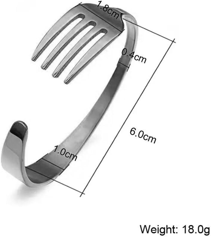 Fork Shaped Bracelet - Simple Opening C-Shaped Cuff Bangle Cutlery Bracelet for Men and Women