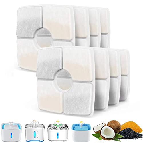 SAMANIJA 8-Pack Cat Water Fountain Filter Replacement Filters, Compatible with 84oz/2.5L Pet Fountain Cat Water Fountain Dog Water Dispenser