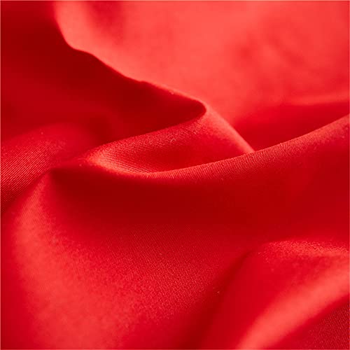 Drap de lit rond en coton respirant rouge pour lit double - 6