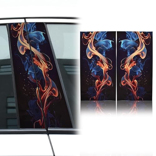 Image of JSCARLIFE Smoke Series Car B-Pillar Sticker, HD Printed PVC Waterproof Car Decals, Car Stickers Vinyl Self-Adhesive Side Strip Decal Cool Stickers (Gold)