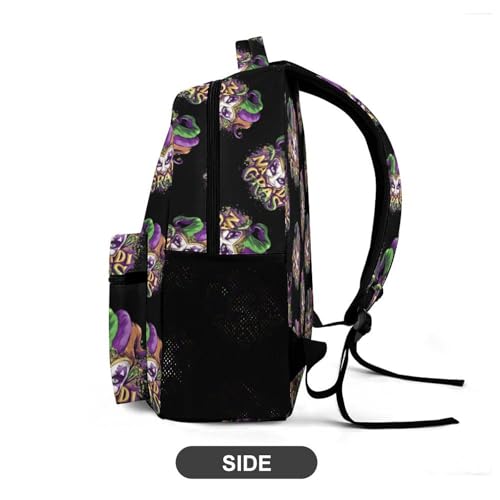 Mardi And Gras Jester Mask Travel Backpack Casual Daypack Shoulder Bag with Adjustable Shoulder Straps4