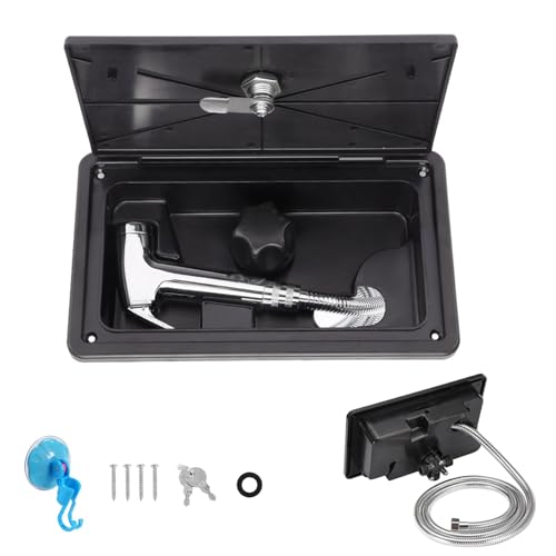 Hocomay RV Dusche Kit, RV Au&szlig;endusche mit 1,5 m Metallschlauch, Hei&szlig; Kaltschalter, Verstellbarer Duschkopf Au&szlig;en-Dusche-Box f&uuml;r Wohnmobile, Camper, Boote Dusche Werkzeug