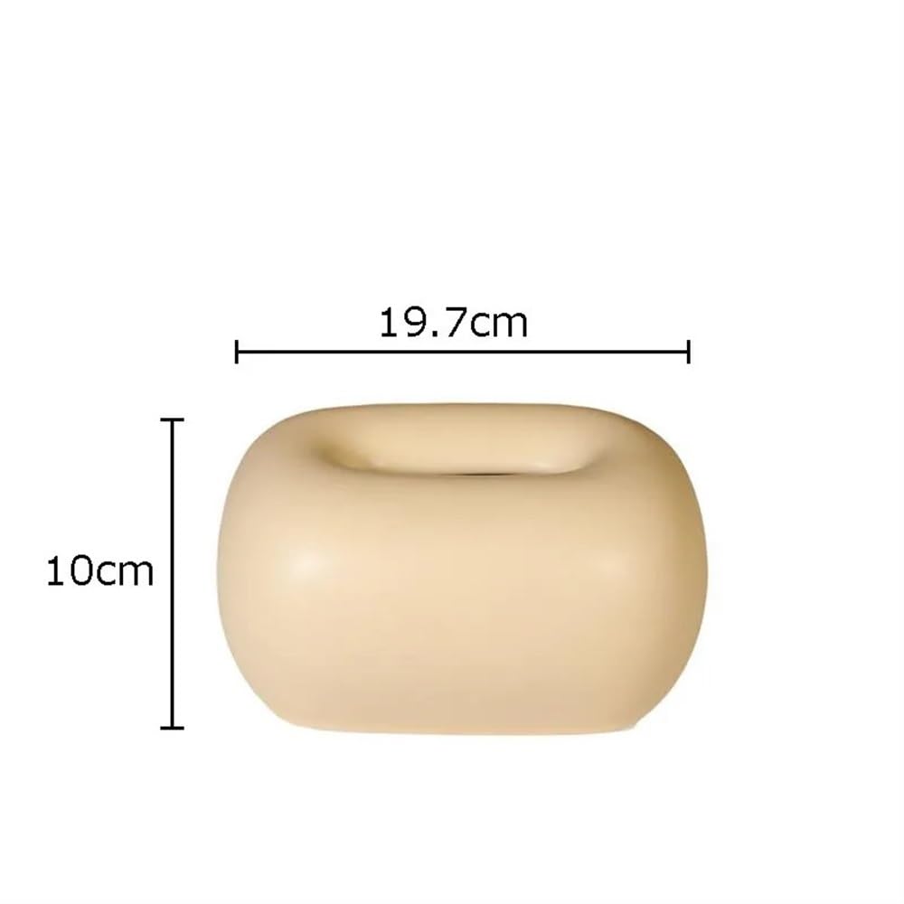 Kreatywne okrągłe narożne pudełko na chusteczki stolik kawowy dekoracja biurka minimalizm ceramiczne pudełko na chusteczki stolik nocny pokrowiec na ręcznik papierowy (delikatny żółty)