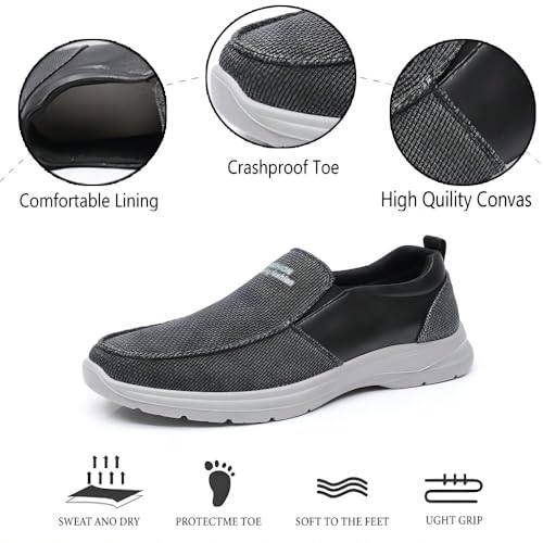 Mens Casual Loafers Walking Comfortable Lightweight Wide Toe Canvas Breathable Athletic Shoes2