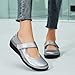 Oviaric Women's Classic Comfort Silver Mary Jane Flats Fashion Casual Dress Shoes Cute Closed Toe Slip On Lightweight Breathable Walking Shoes 9 M US 1904-YIN090