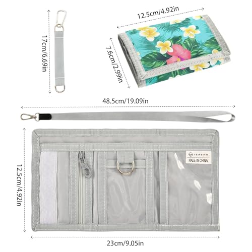 Hibiscus Frangipani Tropical Kids Wallet for Boys Girls Outdoor Sport Trifold Wallets for Youth Teen Children Wallet with Zippered Coin Pockets Card Holders Novelty Wallets with Magic Sticker3