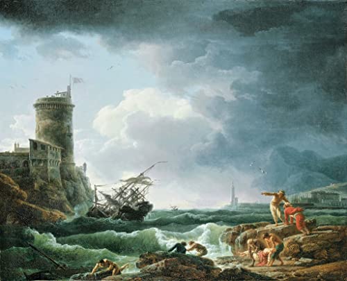 Tableau une tempête avec naufrage de style vintage : impressions d'art mural premium 60x90
