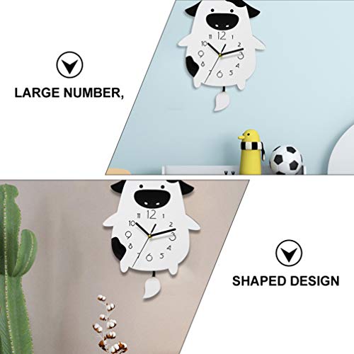 Winomo Metal Wall Clock Cute Cow Wall Clock Silent Non Ticking Round Wall Hanging Clock Decorative Wall Clocks For Bedroom Living Room Kitchen Office (Without Battery) Chinese Decor #TOP6