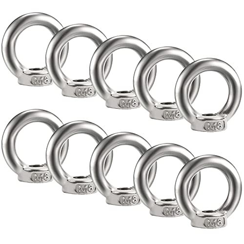 Bolatus 10 Stück Ringmutter M6 Augenmutter 304 Edelstahl Gewinde Ösenmutter Ringmuttern Augenmuttern Hardware Ringösen zum Heben von Zubehör Augenmutter